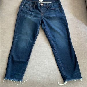 J Crew toothpick denim with frayed hems